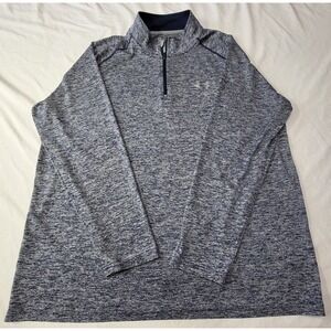Under Armour Mens XL Shirt HEAT GEAR  1/4 Zip Long Sleeve Blue Gray
